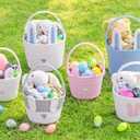 2 x CubesLand Easter Basket for Girls Kids, Adorable Bunny Basket for Easter Egg Hunts, Soft & Safe Babys First Easter Basket, Sturdy Cotton Rope Empty Gift Basket, Festive Dcor- Pink-Large