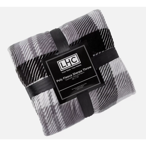 LHC 60" x 70" Throw Blanket NWT Oversized Poly Fleece Sherpa Grey/Gray