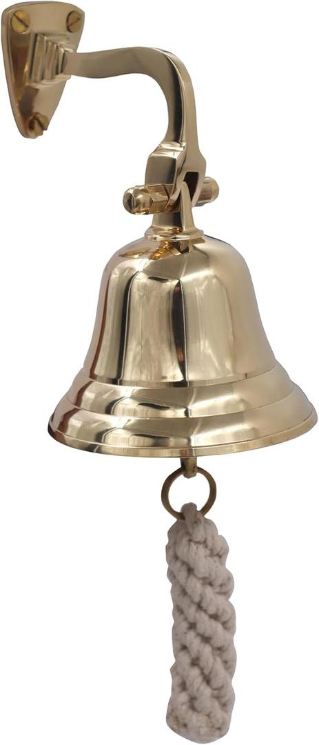 3" Solid Brass Bell Quality Marine Wall Mounted Ship Hanging Bell Perfect for Dinner, Indoor, Outdoor, School, Bar, Reception, Last Order & Church by The Metal Magician