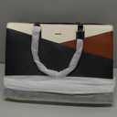 LOVEVOOK Laptop Tote Bag for Women, Leather Business Office Work Bag Computer Briefcase with Small Clutch fit for 15.6 Inch Laptop, Black-Brown-Beige