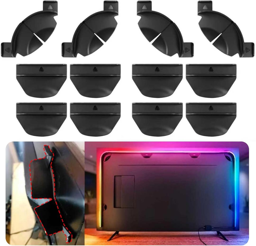 Upgraded Brackets Set Fit for Philips Hue Play Gradient Light Strip, Compatible with 55" 65" 75" Hue TV Lightstrip, Light Strip Brackets Kit, LED Light Strip Mounting Clips Kit W/Strong 3M Adhesive