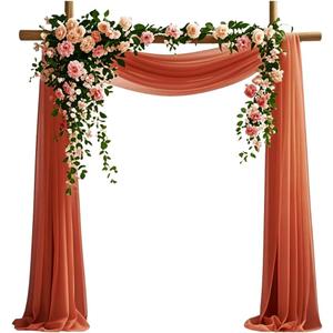 Wedding Arch Draping Fabric, 6.7 Yards Caramel Sheer Curtains Wedding Decorations for Ceremony, Caramel Chiffon Draping Fabric 29" x 20ft Backdrop