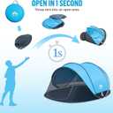 Night Cat Pop-up Beach Tent: Large Sun Shade Shelter for 2-4 Persons Picnic Sport Activities, 285 X 200 X 115 Cm