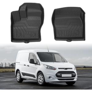 Mixsuper Custom Fit Front Floor Mats for 2014-2021 Ford Transit Connect with Vinyl Flooring and Floor Posts Only, All Weather Floor Liners Durable 1st Row Set Black