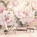 Pink Floral Wallpaper Mural Peel and Stick for Girl Bedroom 82"x57" | Large Peony Flower Self Adhesive Wall Mural for Living Room