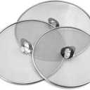 Splatter Screen for Cooking - Stainless Steel Grease Splatter Guard for Frying Pan, No Cooking Oil Mess No Burns, Ultra Fine Mesh Lids Set of 3(10", 11.5", 13")
