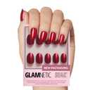 Glamnetic Press On Nails - Cherry Glaze | Short Round Bright Cherry Red Fake Nails with a Glaze Finish | 15 Sizes - 30 Nail Kit with Glue