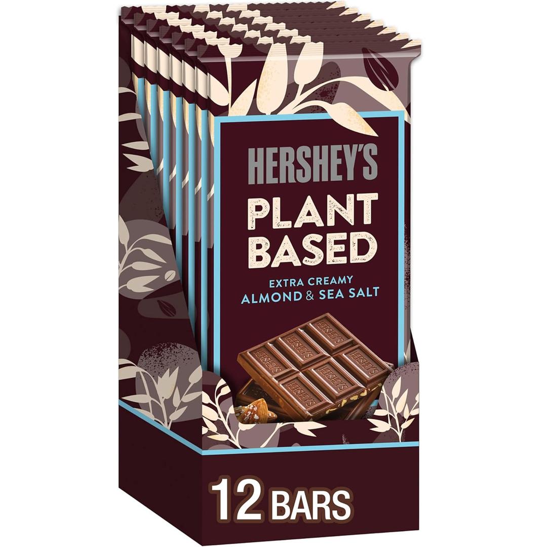 HERSHEY'S Plant Based Extra Creamy with Almond and Sea Salt Candy Bar, 1.55 oz (12 Count) (EXP 09/01/25)