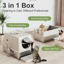 Stainless Steel Litter Box with Lid, XL Extra Large Litter Box, Enclosed Top Entry Metal Litterbox for Big Cats, Easy Cleaning, Anti-Leakage & High Sided with Mat, Aisle & Scoop, Beige