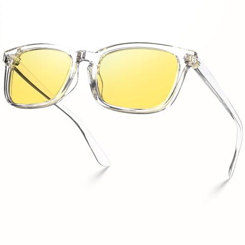 VISOONE Polarized Night Vision Anti Glare Driving Glasses Yellow Lens for Women Men