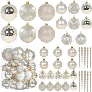 Christmas Ball Ornaments for Christmas Decorations - 41 Pieces Xmas Tree Champagne Gold Shatterproof Ball Ornaments with Hanging Loop for Holiday and Party Decoration