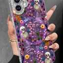 Toycamp for iPhone 17 Case - Compatible with Magsafe Women Girls Aesthetic Cute Girly Kawaii Skeleton Unique Design Laser Bling Lens Protector Magenetic Funda for Apple 17 Phone Cover (Skull Flower)