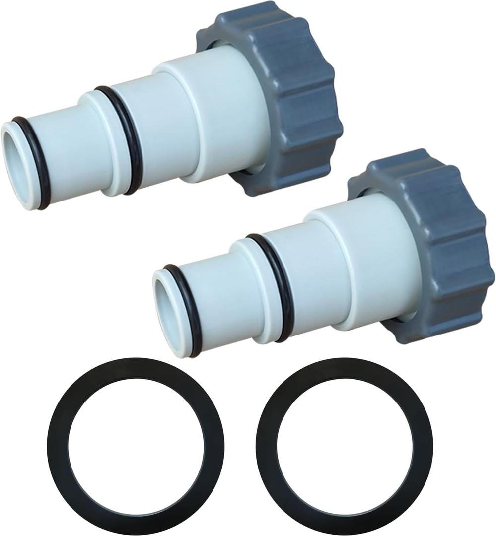 Pool Hose Adapter 1 1/4 to 1 1/2 Replacement Hose Adapter w/Collar for Threaded Connection Pumps, Converts 1.5" and 1.25" Type B Hoses for Pool Set, Pool Accessories