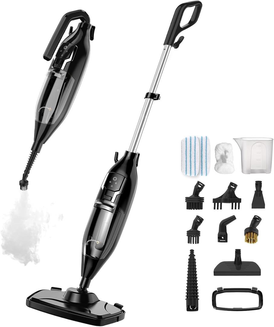 12 in 1 Steam Mop with Handheld Steam Cleaner Detachable Floor Steamer with 12 Accessories, Powerful Steamer for Floors, Hardwood, Tiles, Grout, Windows, MultiPurpose Steamer for Whole Home Use