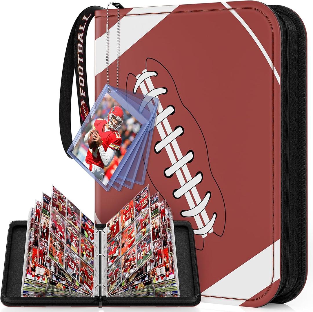 Mlikero 720 Pockets Football Card Binder, Sports Card Binder with Card Display Design, Premium Card Ablums with Sports Pattern Wristband Fit for Football Cards 2025