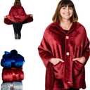 Premium Double Layer Wearable Blanket for Women -Easy On Easy Off No Sleeves- Drape and Go - Gifts for Women Who Have Everything - Gifts for Her Grandma and Mom (Burgundy)