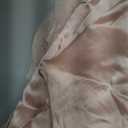 OYOANGLE Women's Satin Pajama Set Heart Mesh Sheer Sleeve Button Down Shirt and Pants 2 Piece Sleepwear Pink X-Large