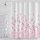 Pink Floral Bathroom Shower Curtain Cherry Blossom Dreamy Flowers Petal Shower with Hooks Polyester Waterproof Fabric Girly Home Decorative Bathtub, 48x72 Inch