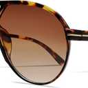 Retro Aviator Sunglasses for Women Men Oversized Classic 70s Vintage Trendy Tangle Free Square Aviators Sun Glasses (Tortoise1 Frame - Gradient Brown Lens)
