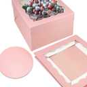 qiqee Pink 10x10x8 Cake Box, 18 Sets Cake Box with Window 18 Sets 10" Cake Round Boards, 10inch Cake Containers, 10 Meters Pink Silk Ribbon Includes