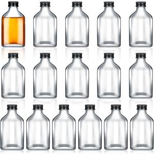 Patelai 32 Pcs Clear Glass Bottles with Caps Mini Glass Flask Liquor Bottles Empty Alcohol Shot Bottling Small Champagne Container DIY Gift for Wine Beverages Liquor Drinks Oil Beer (50 ml/ 1.7oz)