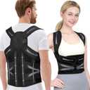 Posture Corrector for Women and Men Upgraded Back Brace, Adjustable Full Back Support for Upper and Lower Back Pain Relief, Shoulder Straightener for Hunchback, Scoliosis, Lumbar, Spine (Black,Medium)