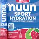 Nuun Sport Electrolyte Powder Packets, Strawberry Kiwi Flavor, 16 Servings with Magnesium, Calcium, Potassium, Chloride, and Sodium, Hydration Packets for On-the-Go, Gluten Free & Vegan (EXP 09/01/27)