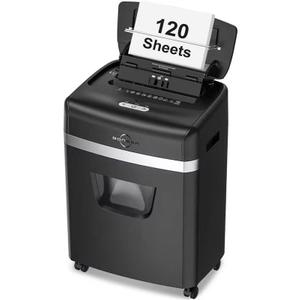BONSEN Shredder for Office, 120-Sheet Auto Feed Paper Shredder, Micro Cut Paper Shredders for Home Office Use, 30 Minutes/High Security Level P-4/6 Gallon Bin (S3110) Black
