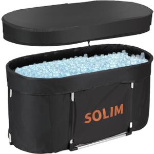 Portable Cold Plunge Tub, Ice Bath Tub For Athletes Adults, Large Oval Cold Water Dip and Recovery, 129 Gal Inflatable Bathtub Collapsible With Cover For Outdoor Garden Yard Gym