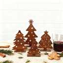 2 x 4 Pieces Wooden Christmas Trees Tabletop Decor - Rustic Farmhouse Xmas Centerpieces, Tiered Tray Decor for Home Office Party Holiday