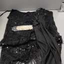 SWEETV Great Gatsby Lace Neck Flapper Dress - 1920s Dress for Women With Sleeve - Roaring 20s Costume (Small, Black-gold)