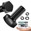 3/8-16 x 3/4" Hex Head Bolts Screws with Nuts, Flat & Lock Washers, 304 Stainless Steel Bolts and Nuts External Hex Drive Black Oxided 3/8 Bolt (10Sets)