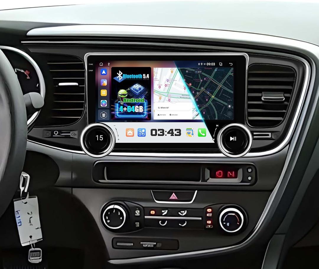 [4+64G] Upgrade Android Radio for Kia Optima K5 2013 2014 2015: 10.1 inch IPS Touchscreen Carplay Stereo - Background Mode, CarMate, Lenshood, BT5.4, 5G/WiFi, GPS, FM/AM/RDS Radio+ AHD Backup Camera