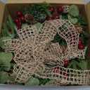 Dingion 4 Pcs Small Christmas Wreaths for Cabinet Kitchen Decor Mini Artificial Wreath 9 Inch Faux Garland with Burlap Ribbon for Vintage Retro Home Table Candle Porch Window Indoor Outdoor Decor