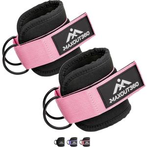 2 x Gym Ankle Straps for Cable Machines, Thick Padded Ankle Cuff Cable Attachment for Booty Workouts, Kickbacks, Hip Abductors, Lower Body Exercises