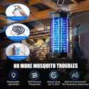 Electric Bug Zapper IndoorOutdoor, 1000V High-Efficiency Mosquito Killer with Replaceable Purple UVA Bulbs, Fly Zapper Killer Detachable Collecting Tray for Home Patio Backyard