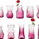 10 Pcs Pink Flower Bud Vases, Loose Transparent Flower Bud Vases, Small Vases, Decorative Vases, Family Wedding Table Decorations