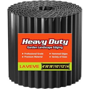 LAVEVE Corrugated Metal Garden Edging 12" x 20Ft, Landscape Edging Border for Lawn, Flower Bed, Garden Fence, Paver Edging (Black)