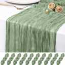 10 Pack Sage Green Cheesecloth Table Runner 17x108 Inch Semi Sheer Boho Rustic Gauze Cheese Cloth Table Runners for Wedding Party Birthday Baby Shower Home Dcor, 10pack-17108inch