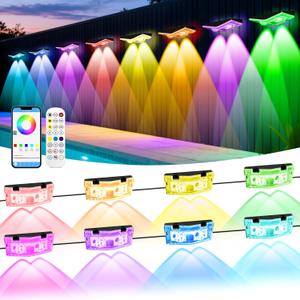 Outdoor Fence Lights Plug in, 50FT RGBIC LED Fence Lights, App & Remote Control, 100 Scene Modes, IP67 Waterproof Outdoor Lights for Backyard, Patio, Deck - Brighter Than Solar Lights