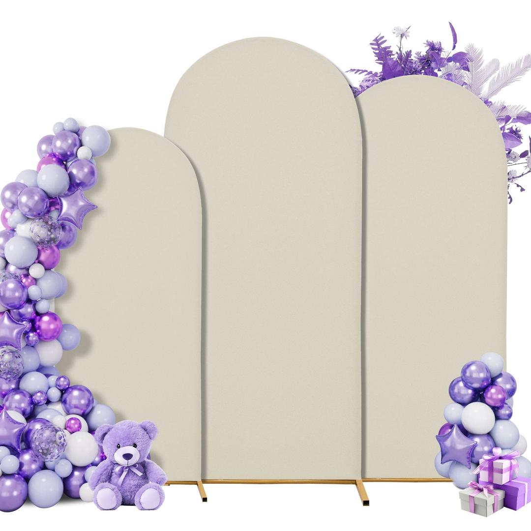 SUKAIKEQA 7.2FT Wedding Arch Cover – Stretchy Spandex Fabric Backdrop for Arch Stand – Ideal for Wedding Ceremony, Birthday Party, Baby Shower & Photo Booth Decoration (Off-White)