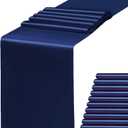 Satin Navy Blue Table Runner 12 x 108 Inches Pack of 10 Long Table Runner for Party Wedding Birthday Anniversary Christmas Decorations
