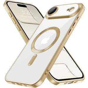 Hython Magnetic Clear for iPhone Air Case with Camera Lens Protector [Compatible with MagSafe] Luxury Plating Edge Slim Soft TPU Cover Protective Phone Case for iPhone Air 6.5", Matte Gold