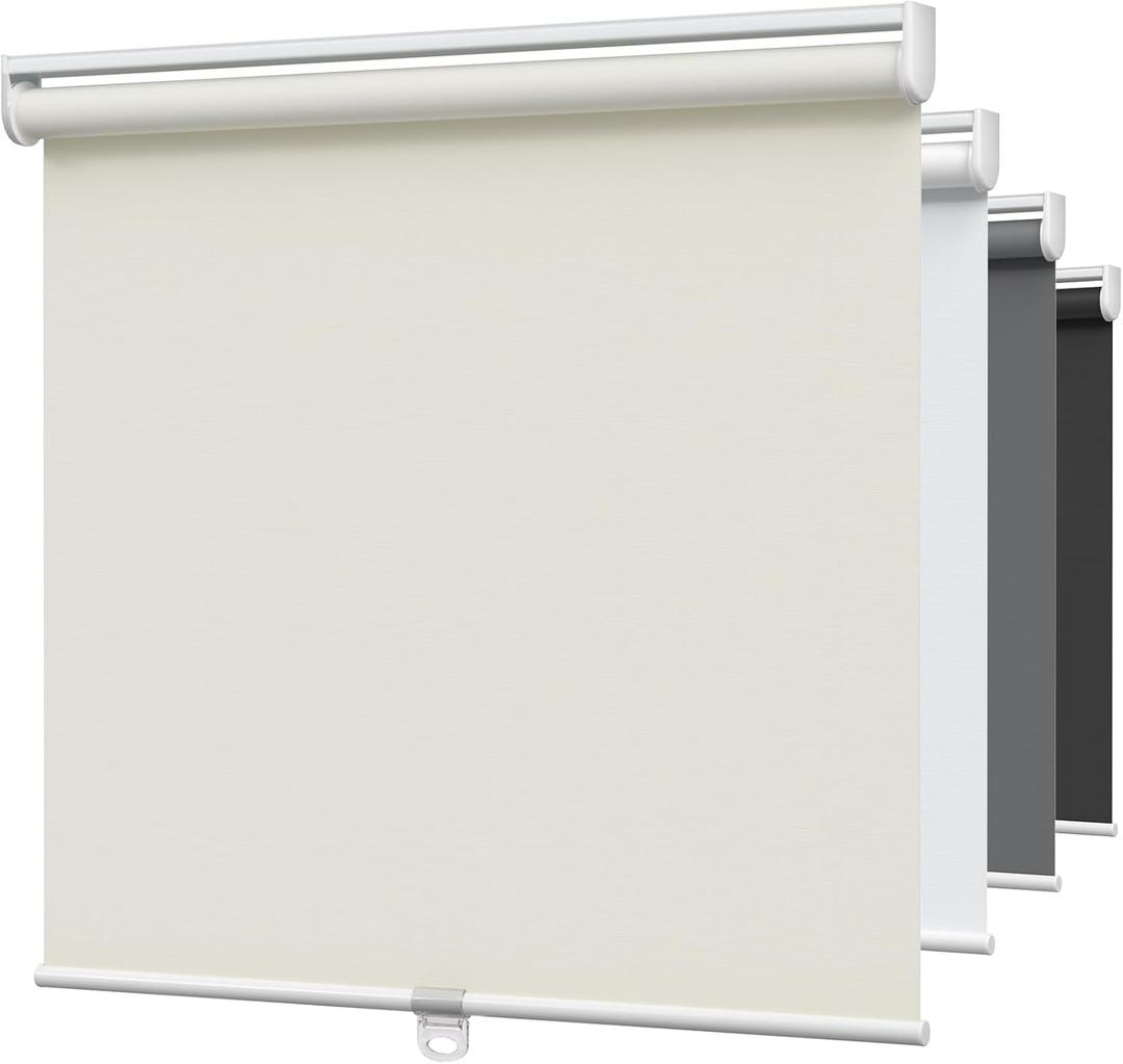 MYshade Blackout Cordless Roller Shades, Room Darkening Free-Stop Roll Up Blinds for Windows, Pull Down Blocking Blind for Home and Office, Easy to Install, 52" W X 72" H, Beige