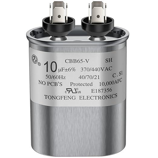 10 MFD uF 370/440 VAC CBB65B Dual Run Round Capacitor, UL Certification Motor Run Capacitor for Condenser Straight Cool or Heat Pump Air Conditioner Parts Replacements