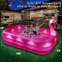 Inflatable Pool with Lights, Solar Flamingo Swimming Pool for Kids,Adults Inflatable Blow up Pool, Large Kiddie Pool,Durable Thickened Kids Pool for Backyard,Outdoor,100"X63"X20"-Bright Pink