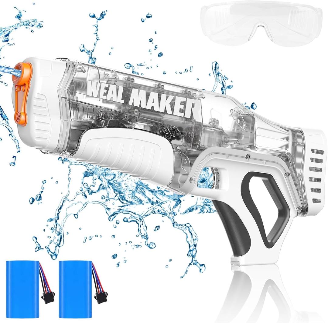 Self-Filling Function Electric Water Gun IP67 Waterproof, Automatic Pulse Quickly Shooting Squirt Guns, Watergun Blaster for Pool/Beach Toys(White)