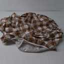 Smiry Round Picnic Tablecloth, Elastic Waterproof Fitted Vinyl Tablecloths for 36"-44" Tables, Flannel Backed Buffalo Plaid Table Cover for Dining, Camping, Outdoor, White and Khaki