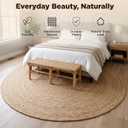 KEMA Jute Braided Woven Area Rug, Natural, 8 Feet Round | Reversible Handwoven Circle Rug for Living Room, Bedroom, Nursery - Large Farmhouse Indoor Décor Floor Mat