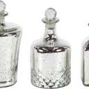 Deco 79 Glass Abstract Decorative Jars, Set of 3 9", 10", 11"H, Silver